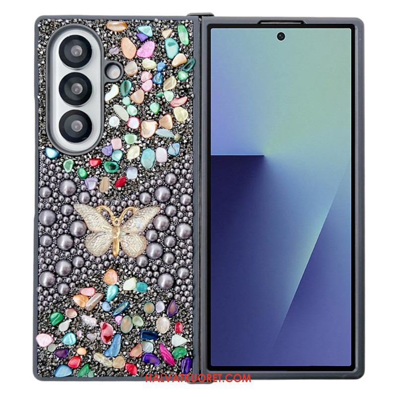 Kuori Samsung Galaxy Z Fold 7 Strassilla Koristeltu Perhonen