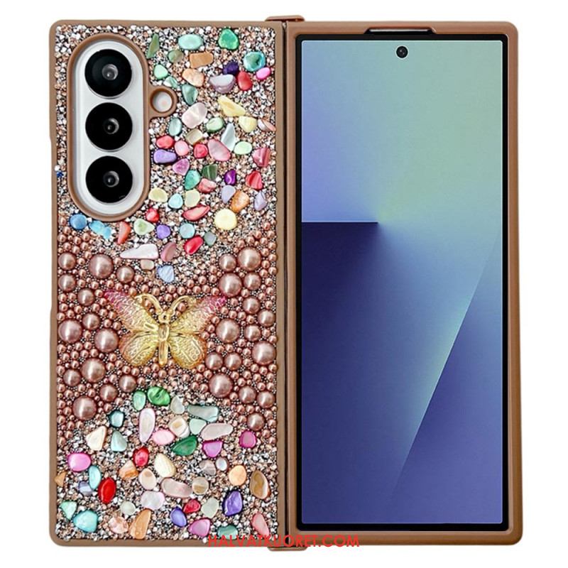 Kuori Samsung Galaxy Z Fold 7 Strassilla Koristeltu Perhonen