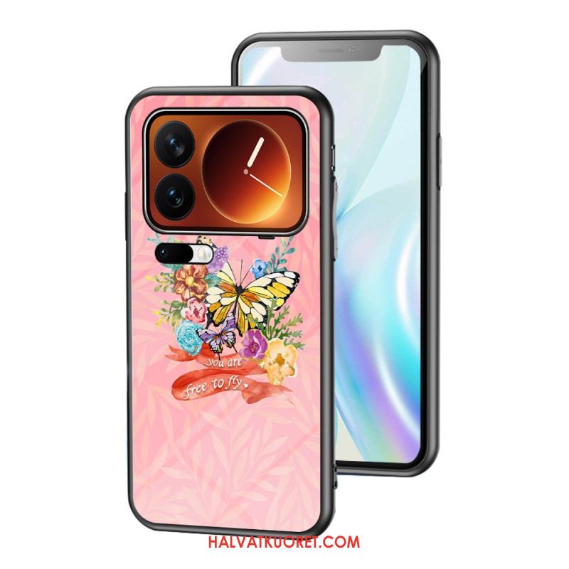 Kuori Xiaomi 17 Pro Max Karkaistusta Lasista Tehty Perhoskuvio Suojakuori