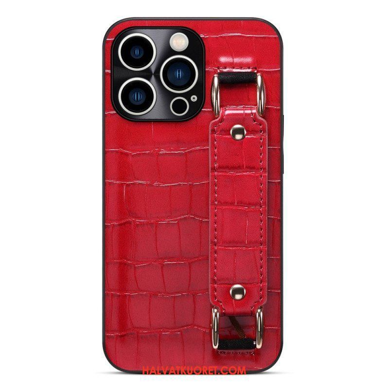 Kuori iPhone 14 Pro Max Korttipidike Croco-tukihihnalla