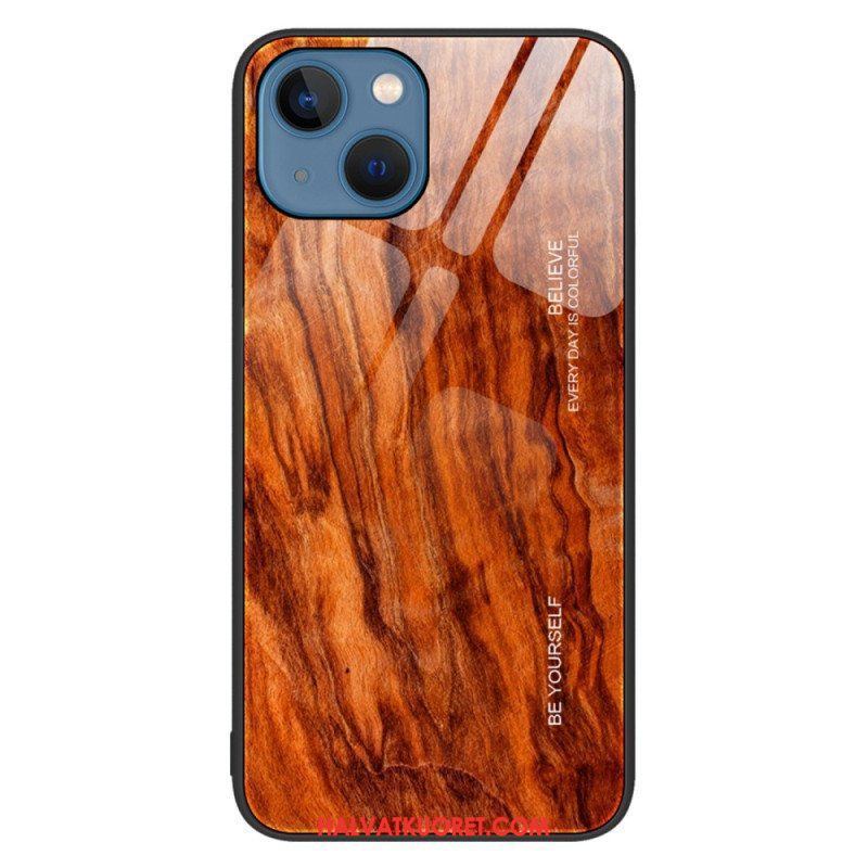 Kuori iPhone 14 Wood Design Karkaistu Lasi