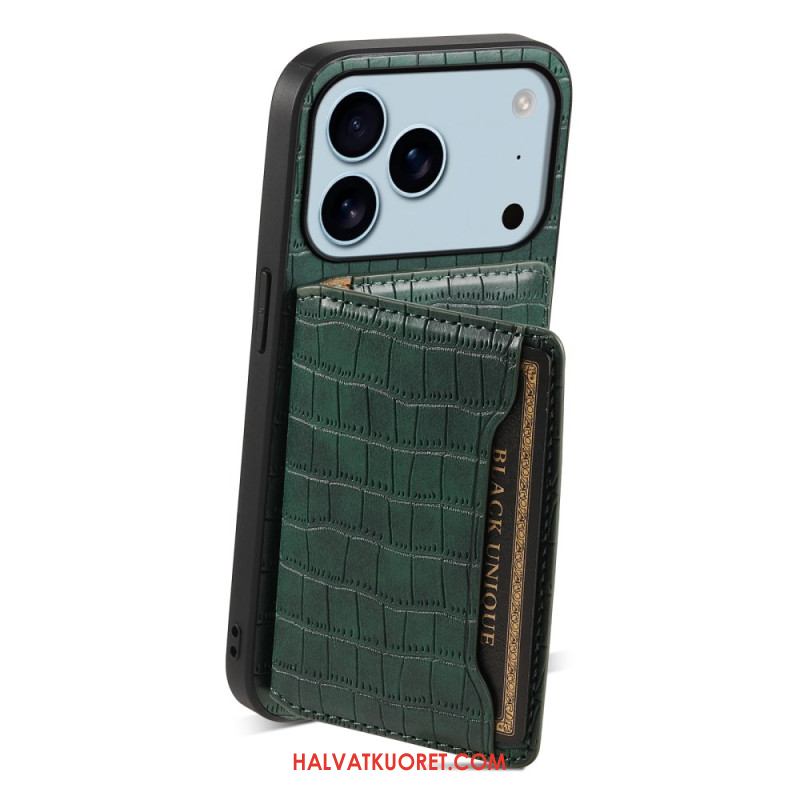 Kuori iPhone 17 Pro Krokotiilikuvioinen Korttikotelo