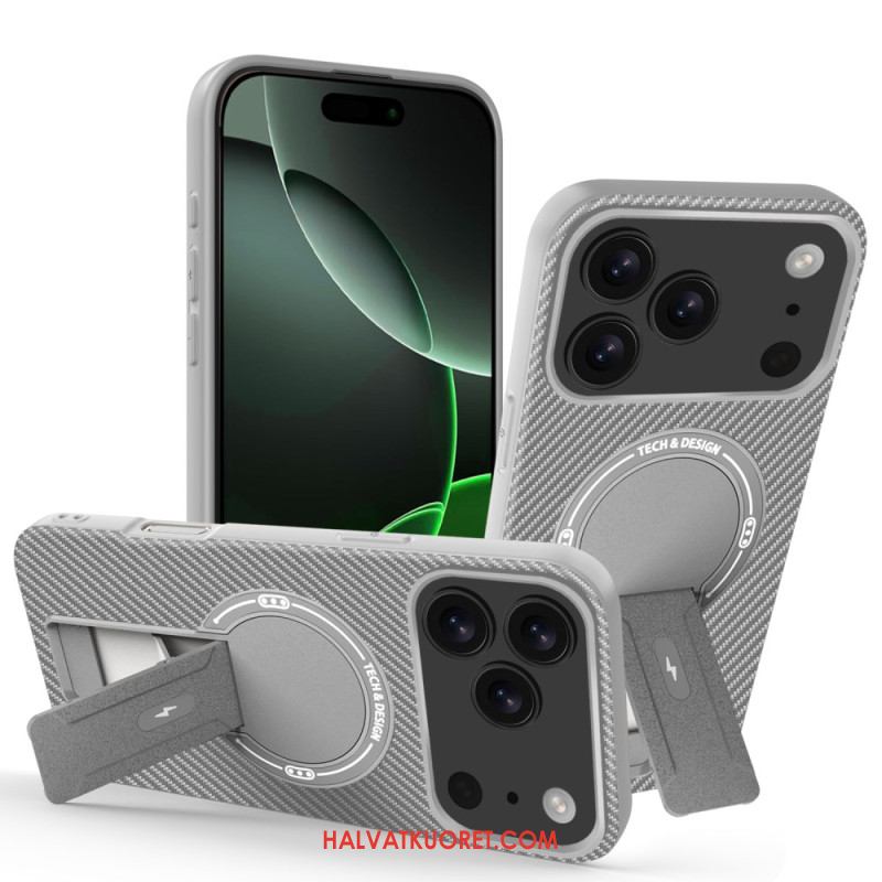 Kuori iPhone 17 Pro Max Hiilikuitukuvio Ja Jalusta