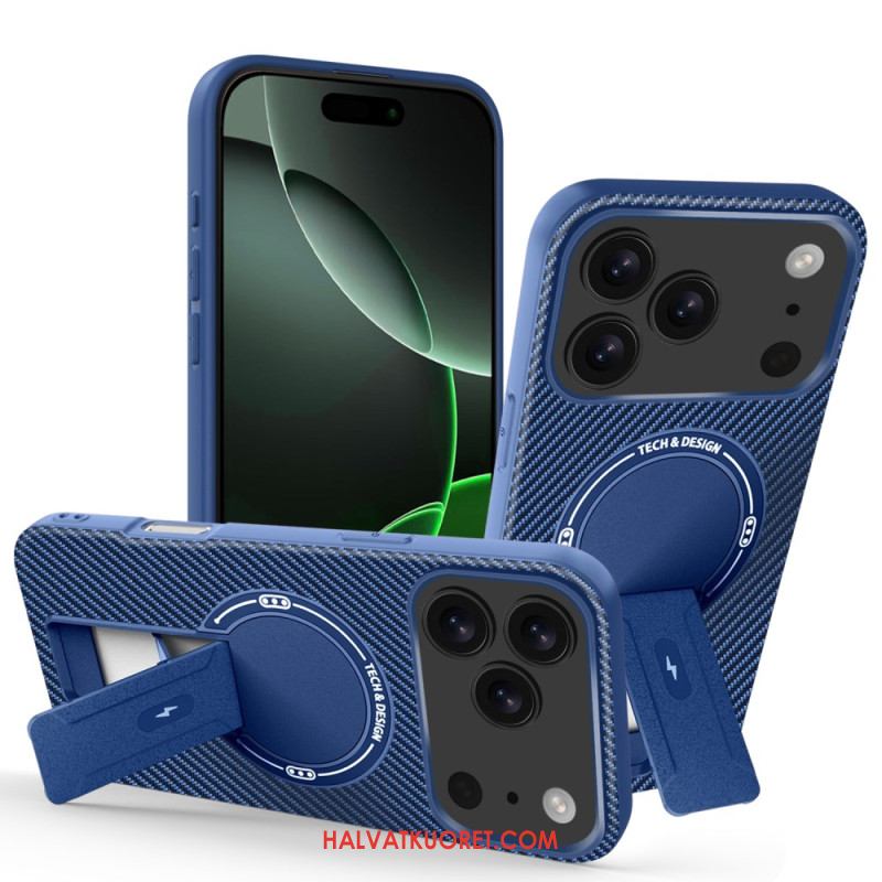 Kuori iPhone 17 Pro Max Hiilikuitukuvio Ja Jalusta