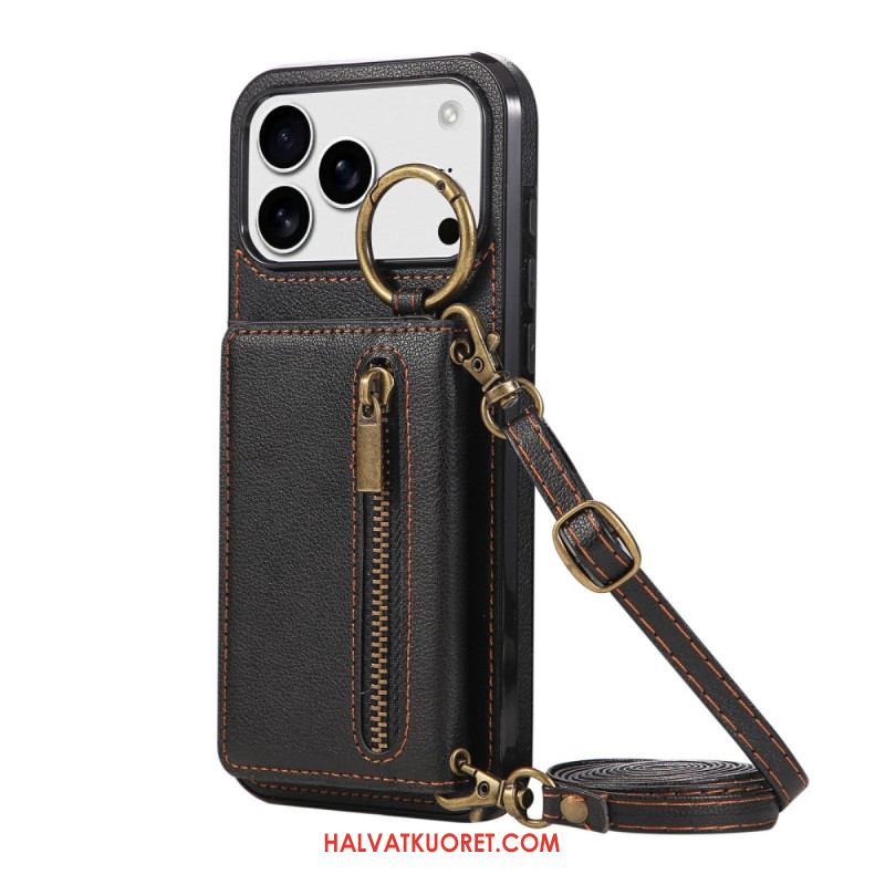 Kuori iPhone 17 Pro Max Lompakko Ja Olkahihna