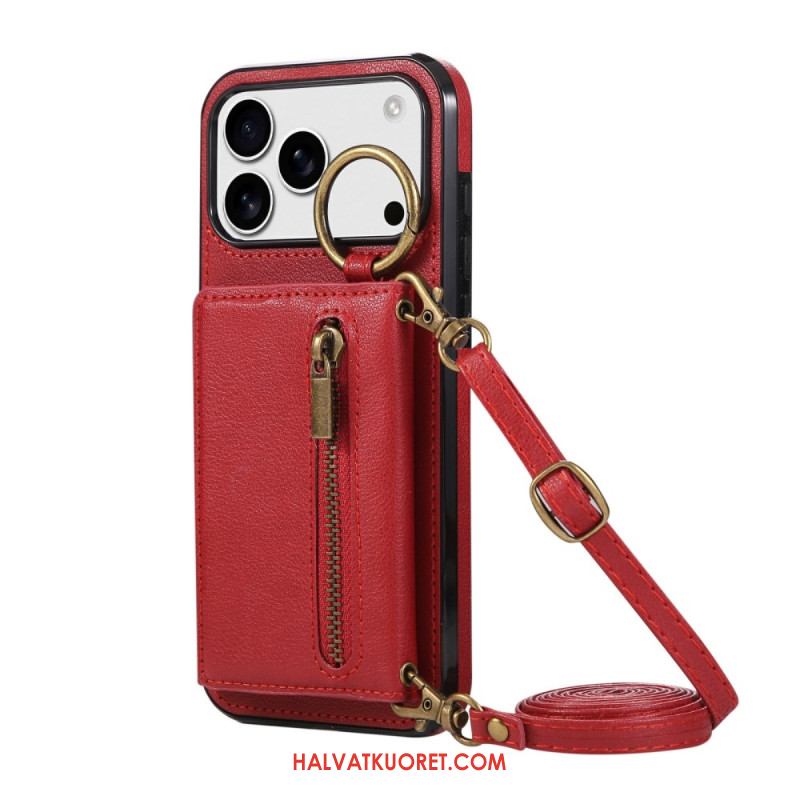 Kuori iPhone 17 Pro Max Lompakko Ja Olkahihna