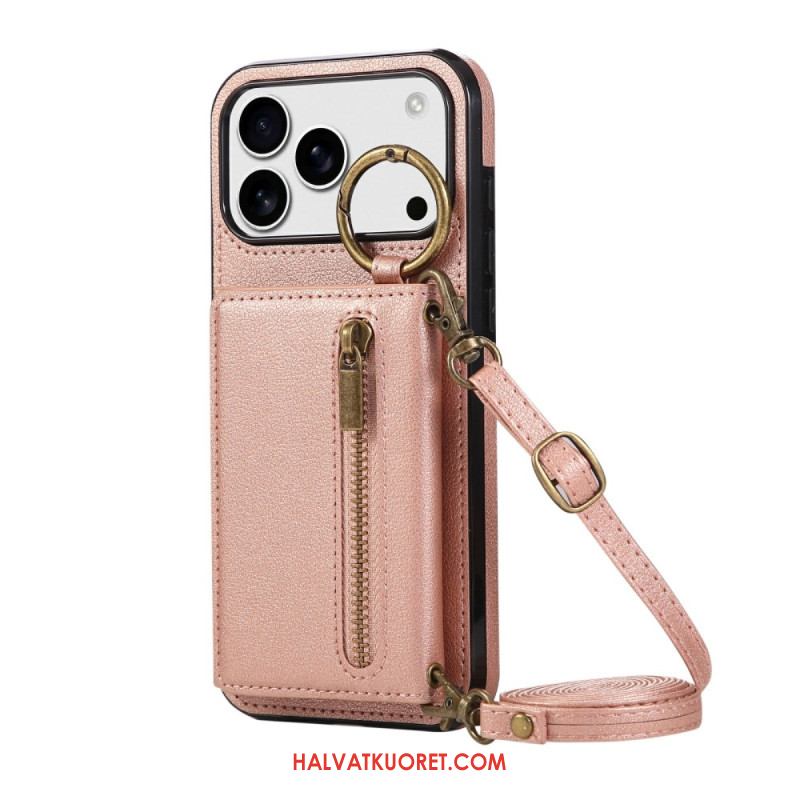 Kuori iPhone 17 Pro Max Lompakko Ja Olkahihna