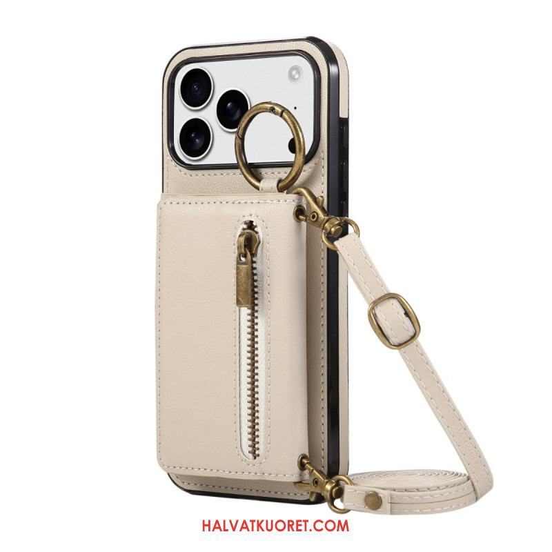 Kuori iPhone 17 Pro Max Lompakko Ja Olkahihna