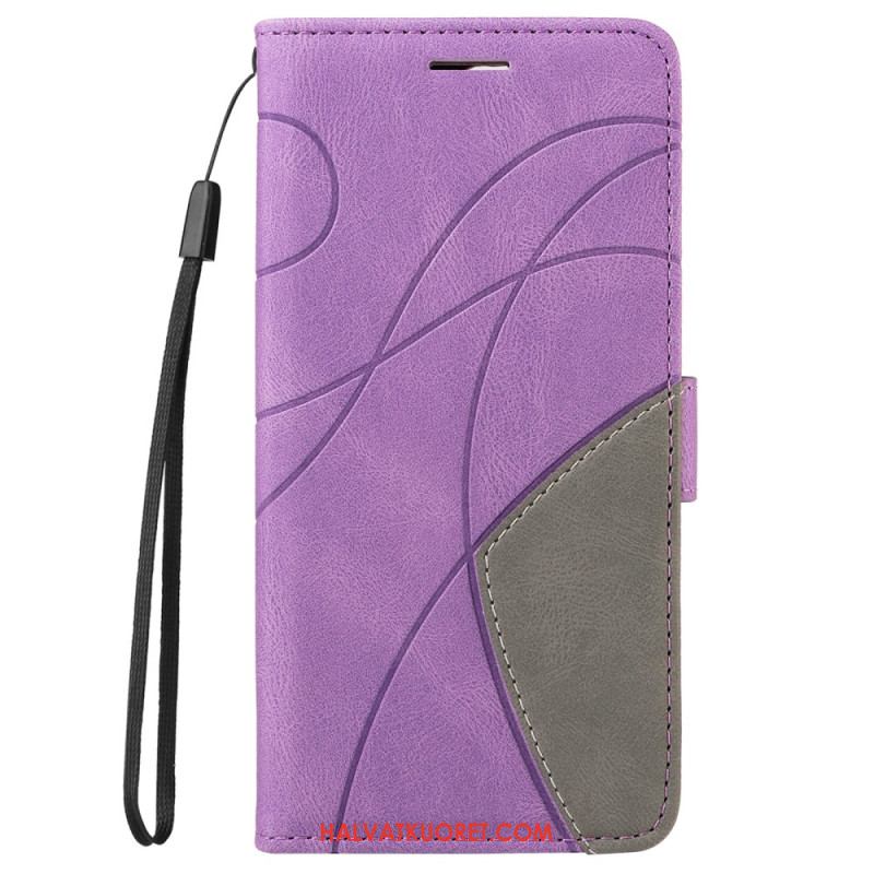 Lederhüllen Xiaomi Redmi Note 14 Pro 5g Handyhülle Zweifarbige Wellenlinien