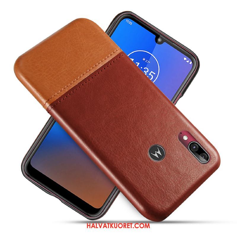 Moto E6 Plus Kuoret Puhelimen Suojaus, Moto E6 Plus Kuori Musta Nahkakotelo