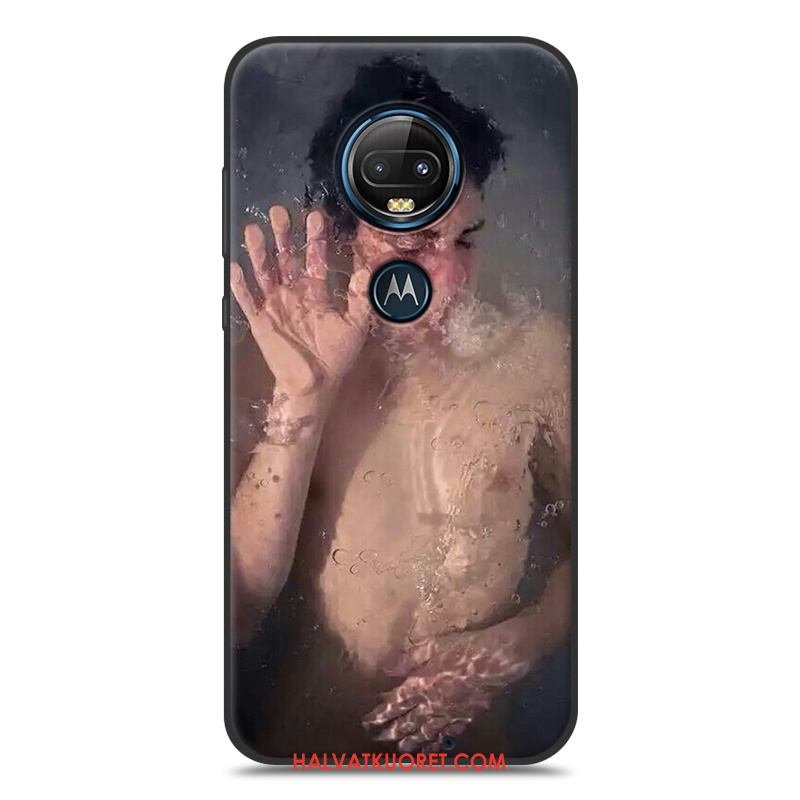 Moto G7 Kuoret Pesty Suede Musta Rakastunut, Moto G7 Kuori Puhelimen