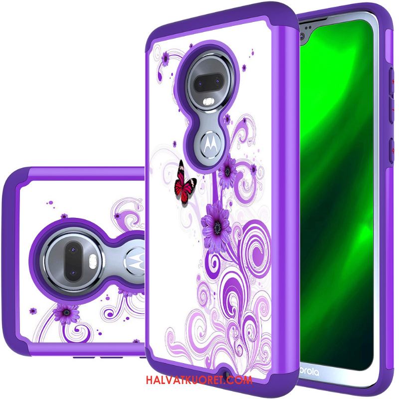 Moto G7 Kuoret Puhelimen Nahka Maalaus, Moto G7 Kuori Violetti Robotti