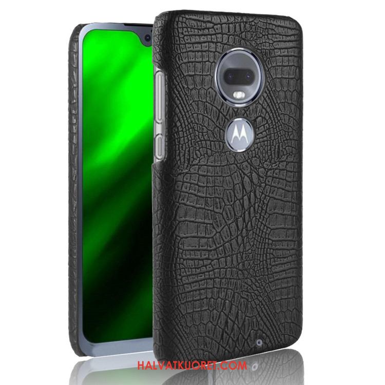 Moto G7 Kuoret Suojaus Kukkakuvio, Moto G7 Kuori Nahka Musta