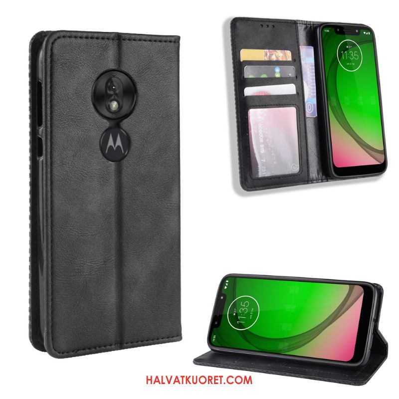 Moto G7 Play Kuoret Trendi Kotelo Kortti, Moto G7 Play Kuori Nahkakotelo Vuosikerta Braun