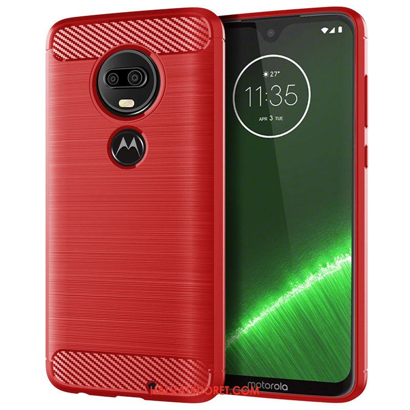 Moto G7 Plus Kuoret Silikoni Sininen Kukkakuvio, Moto G7 Plus Kuori Pehmeä Neste Kuitu