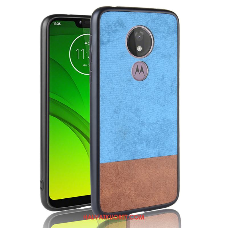 Moto G7 Power Kuoret Murtumaton Pesty Suede, Moto G7 Power Kuori Sininen All Inclusive