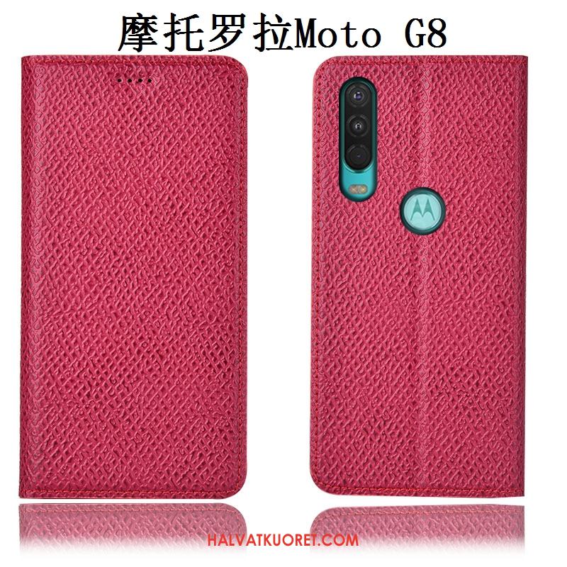 Moto G8 Kuoret Aito Nahka Puhelimen, Moto G8 Kuori Murtumaton Kukkakuvio