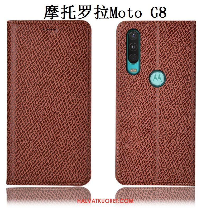 Moto G8 Kuoret Aito Nahka Puhelimen, Moto G8 Kuori Murtumaton Kukkakuvio