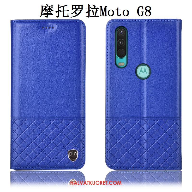 Moto G8 Kuoret Kotelo Aito Nahka, Moto G8 Kuori Suojaus All Inclusive Braun