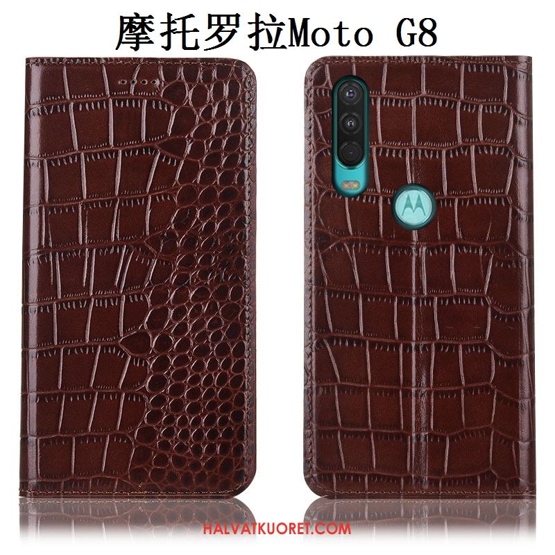 Moto G8 Kuoret Murtumaton Suojaus All Inclusive, Moto G8 Kuori Aito Nahka