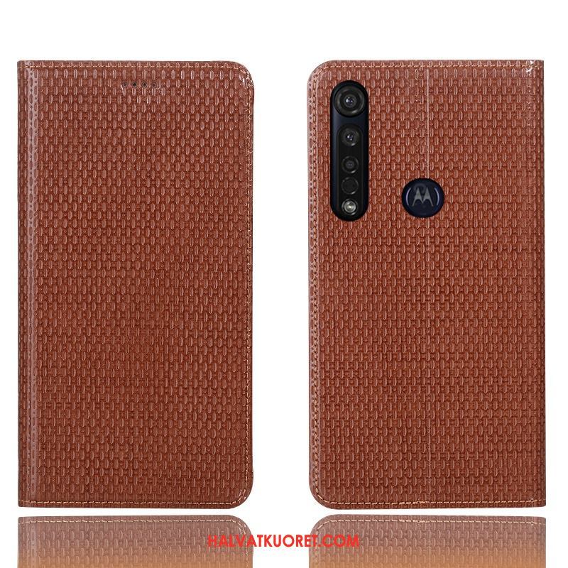 Moto G8 Plus Kuoret All Inclusive Murtumaton Nahkakotelo, Moto G8 Plus Kuori Suojaus Braun