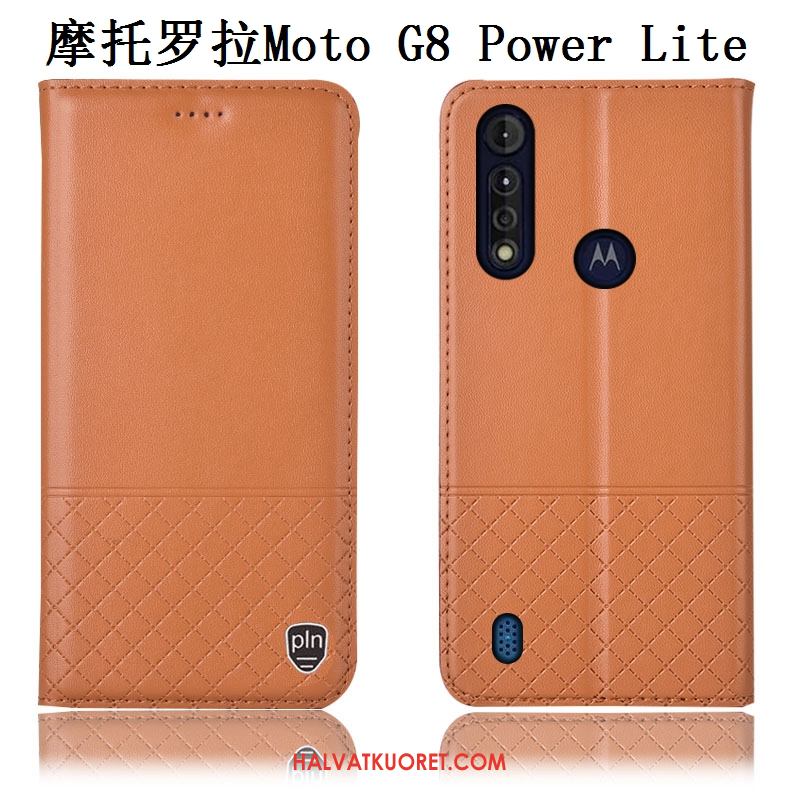 Moto G8 Power Lite Kuoret Aito Nahka Murtumaton, Moto G8 Power Lite Kuori Kotelo Puhelimen