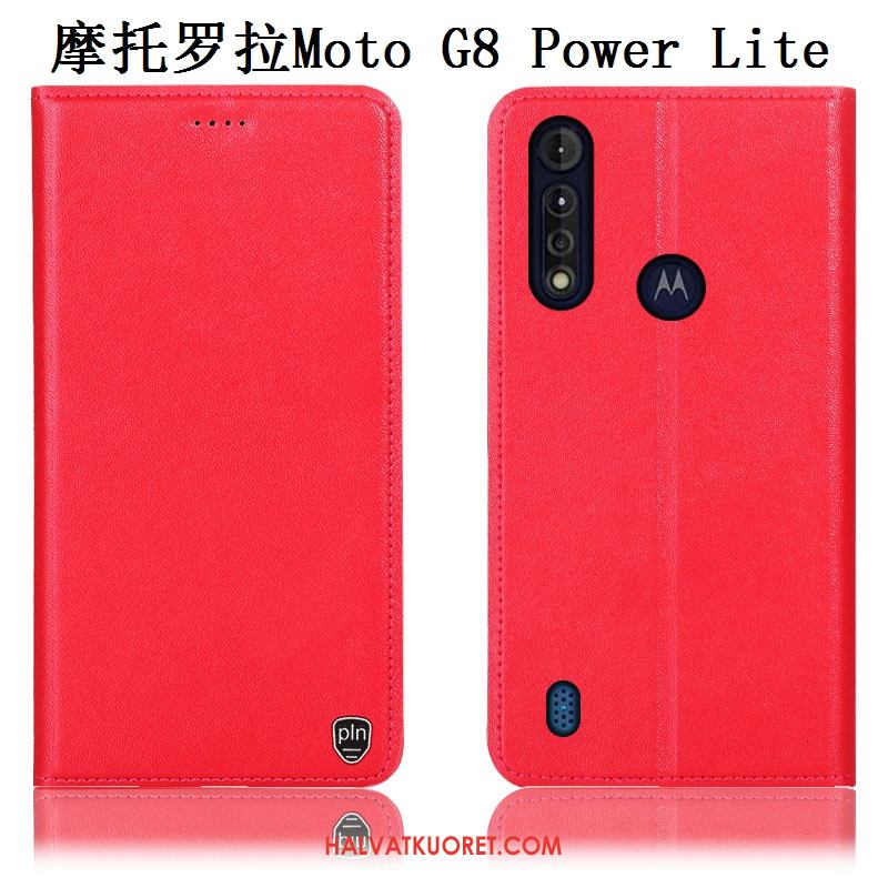 Moto G8 Power Lite Kuoret Aito Nahka Puhelimen Keltainen, Moto G8 Power Lite Kuori Kotelo Murtumaton