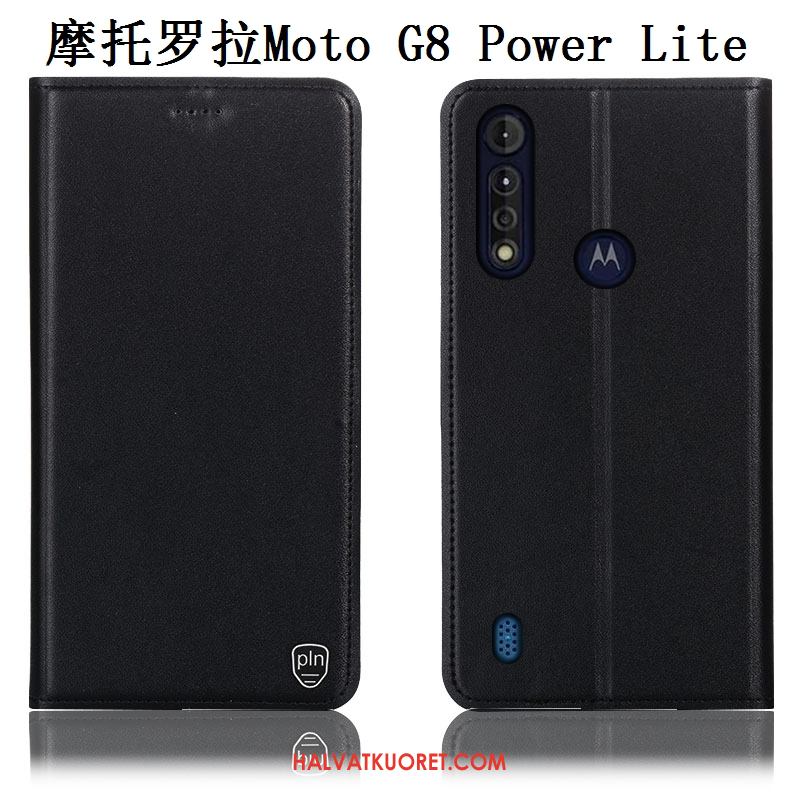 Moto G8 Power Lite Kuoret Aito Nahka Puhelimen Keltainen, Moto G8 Power Lite Kuori Kotelo Murtumaton