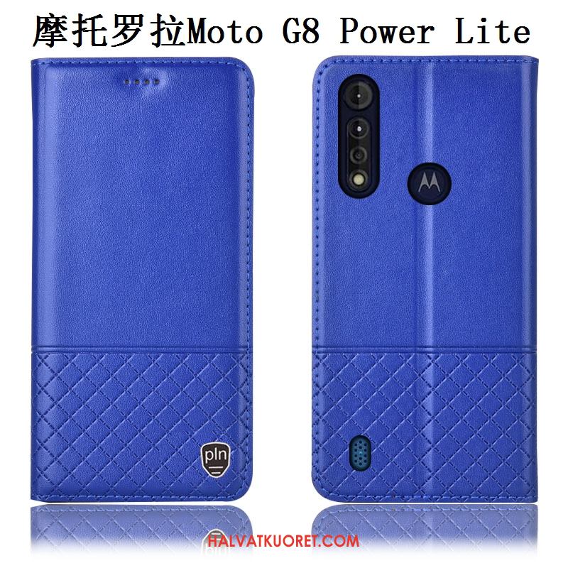 Moto G8 Power Lite Kuoret Murtumaton Puhelimen Sininen, Moto G8 Power Lite Kuori Nahkakotelo