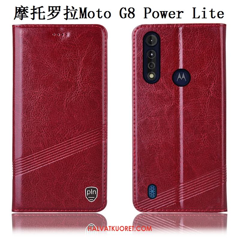 Moto G8 Power Lite Kuoret Puhelimen Aito Nahka Suojaus, Moto G8 Power Lite Kuori Murtumaton Kukkakuvio