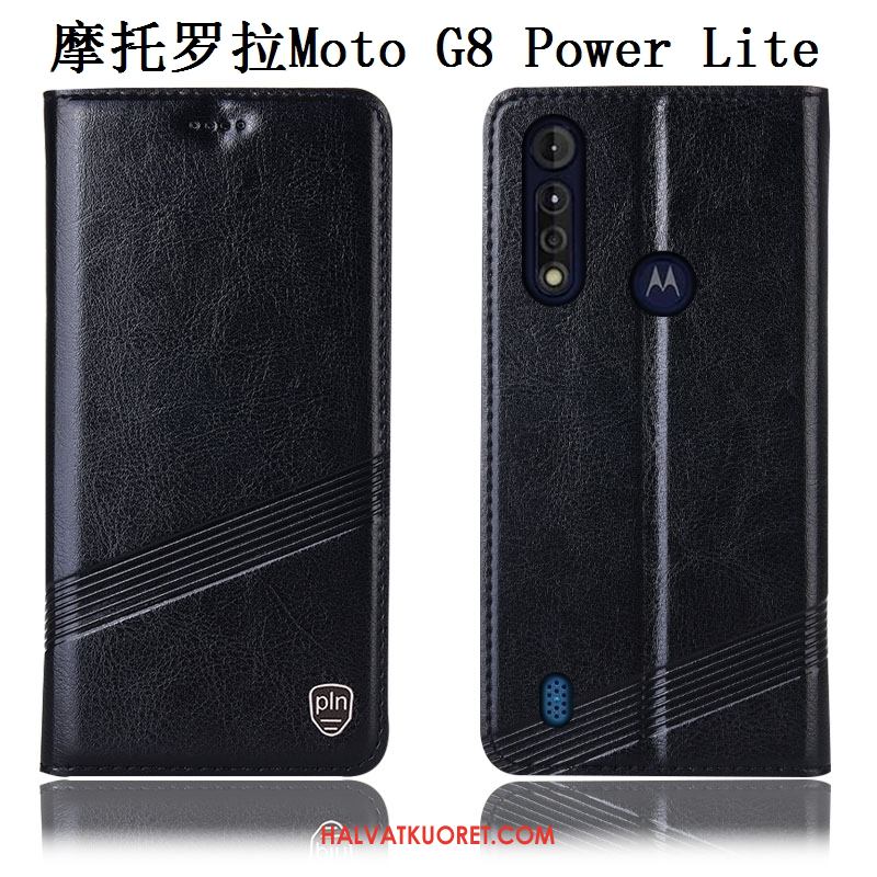 Moto G8 Power Lite Kuoret Puhelimen Aito Nahka Suojaus, Moto G8 Power Lite Kuori Murtumaton Kukkakuvio