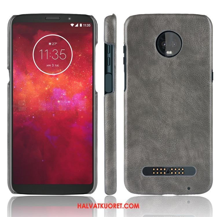 Moto Z3 Play Kuoret Kova Nahka Kotelo, Moto Z3 Play Kuori Puhelimen Litsi