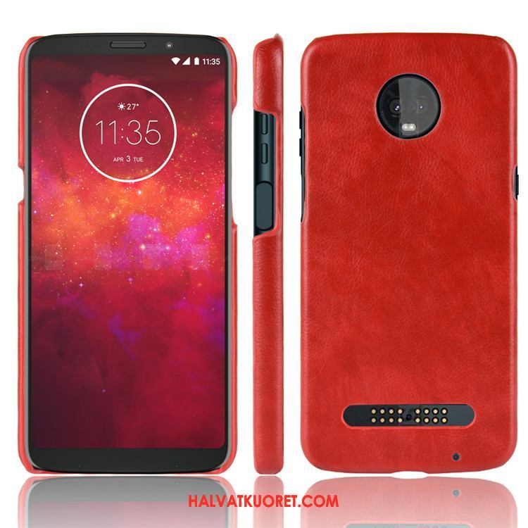 Moto Z3 Play Kuoret Kova Nahka Kotelo, Moto Z3 Play Kuori Puhelimen Litsi