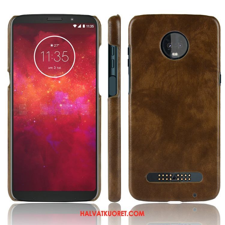 Moto Z3 Play Kuoret Kova Nahka Kotelo, Moto Z3 Play Kuori Puhelimen Litsi