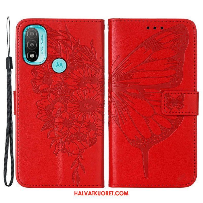 Nahkakotelo Moto E40 / E30 / E20 Butterfly Design