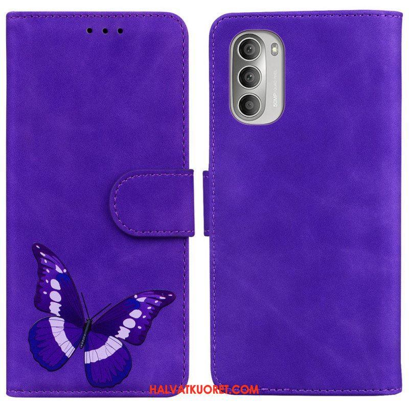 Nahkakotelo Moto G51 5G Skin Touch Butterfly