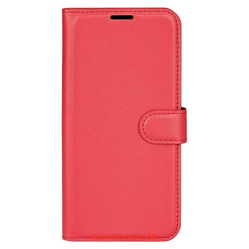 Nahkakotelo Moto G73 5G Klassinen Litsi-nahkaefekti