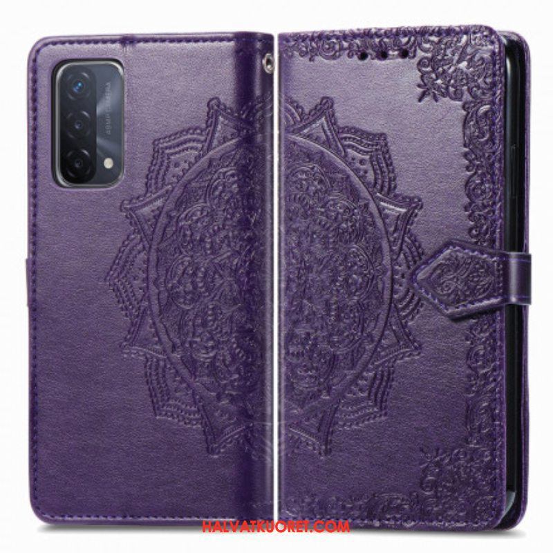 Nahkakotelo Oppo A54 5G / A74 5G Mandala Keskiaika