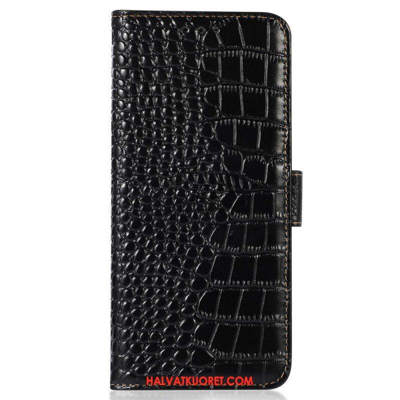 Nahkakotelo Oppo Reno 7 Rfid Crocodile Style Aitoa Nahkaa