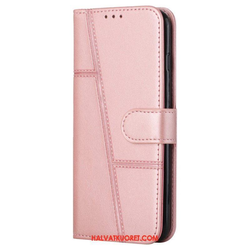 Nahkakotelo Oppo Reno 8 Suojaketju Kuori Strappy Geometric Leather Effect