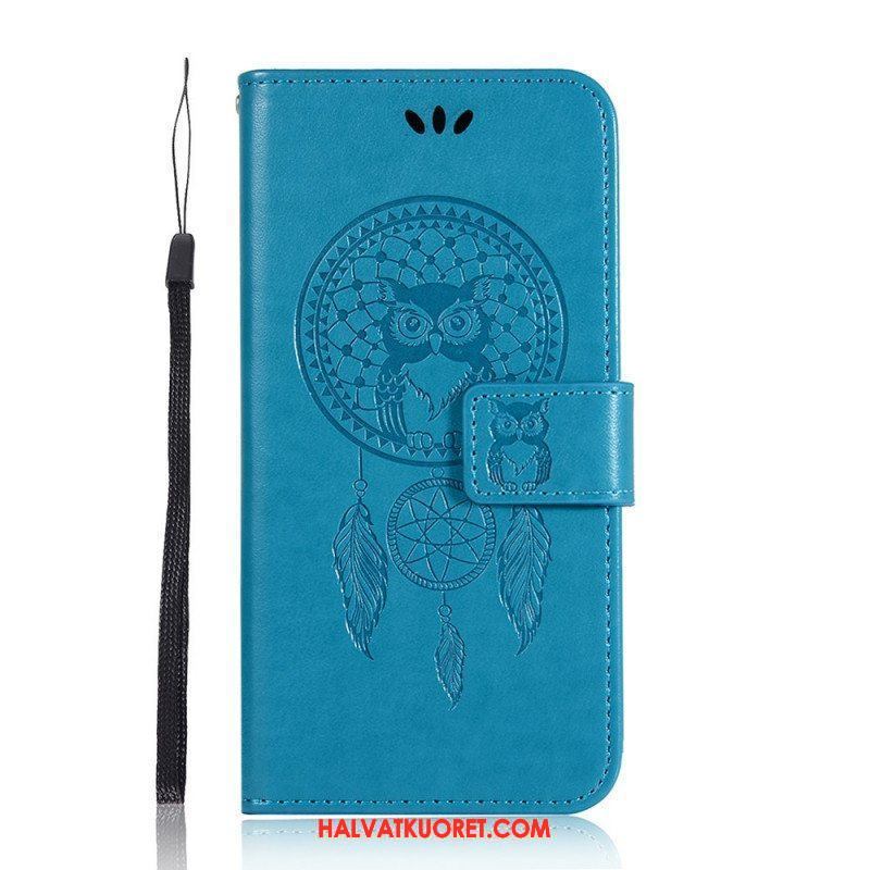 Nahkakotelo Samsung Galaxy A13 5G / A04s Nahkaefekti Dream Catcher Owl