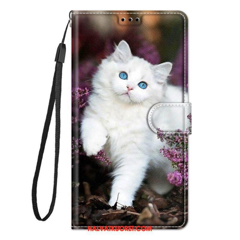 Nahkakotelo Samsung Galaxy M53 5G Suojaketju Kuori Thong Cat Fan