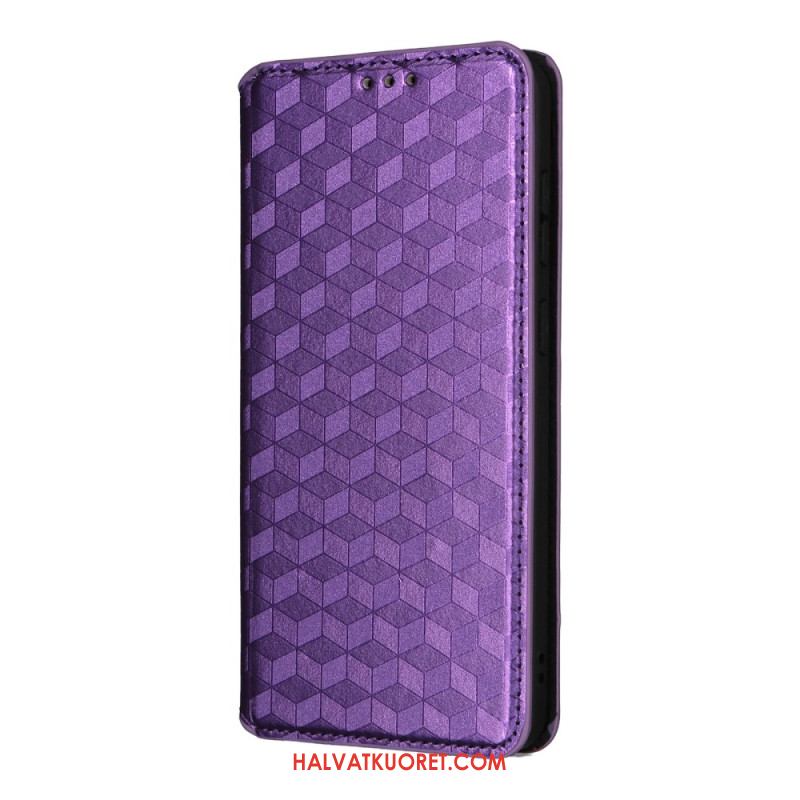 Nahkakotelo Samsung Galaxy S25 5g Edge 3d-kuutiot Suojakuori