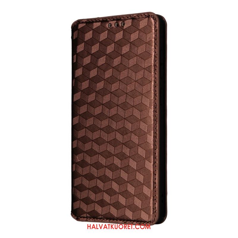 Nahkakotelo Samsung Galaxy S25 5g Edge 3d-kuutiot Suojakuori