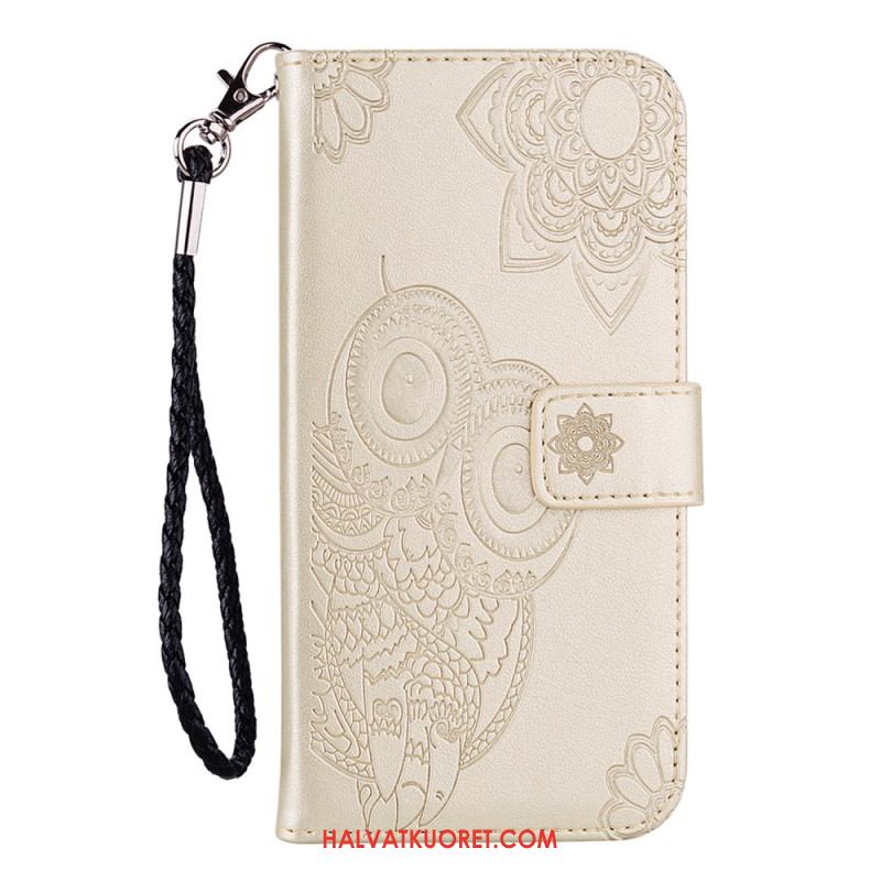 Nahkakotelo Samsung Galaxy S25 5g Edge Pöllöt Ja Hihna