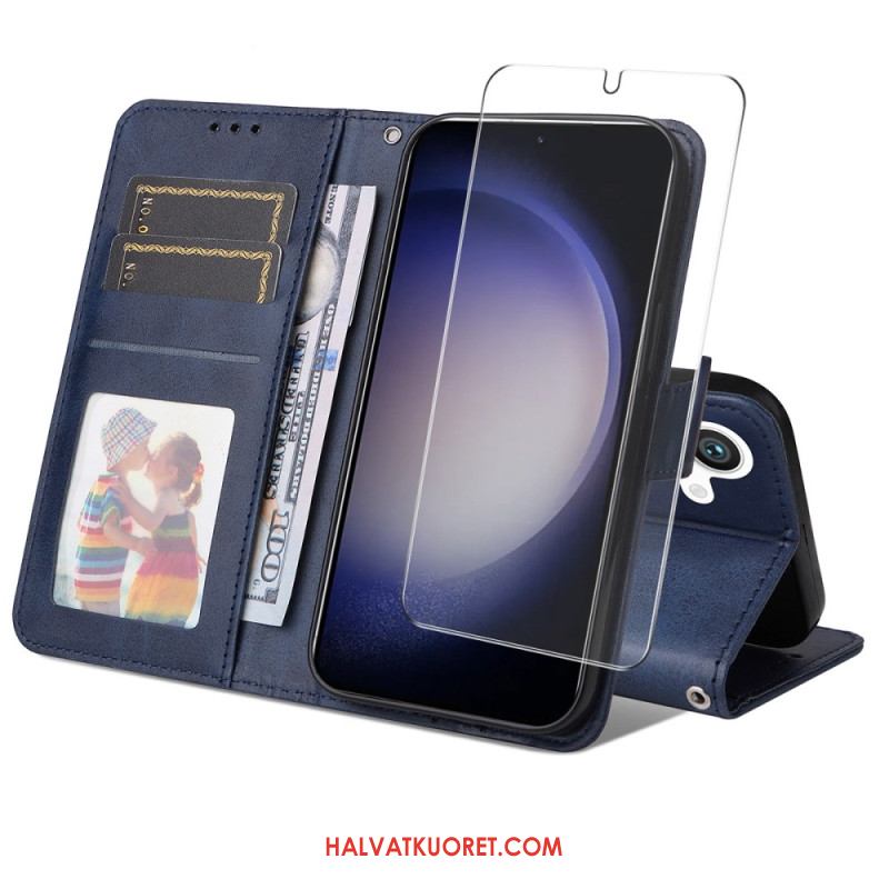 Nahkakotelo Samsung Galaxy S25 5g Enkay Keinonahkainen Näytönsuoja Karkaistusta Lasista