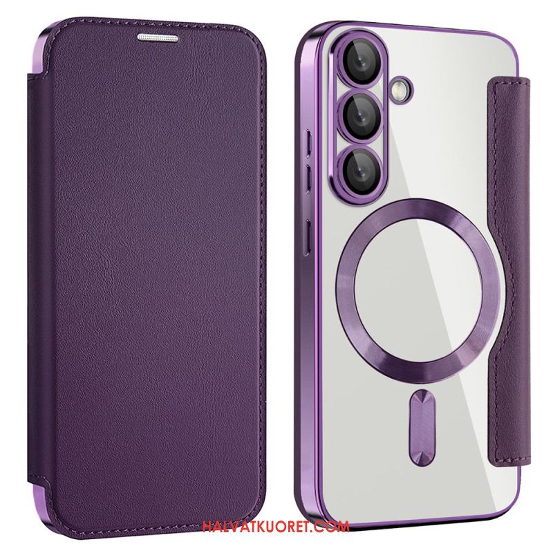 Nahkakotelo Samsung Galaxy S25 5g Nahkaefekti Yhteensopiva Magsafen Ja Rfid-suojauksen Kanssa Suojakuori