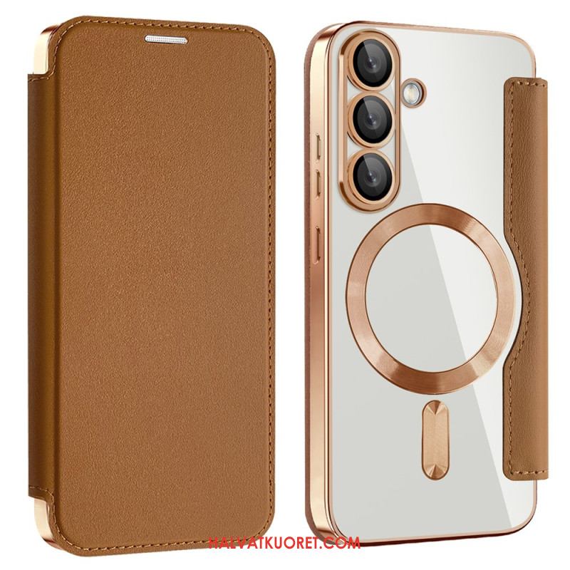 Nahkakotelo Samsung Galaxy S25 5g Nahkaefekti Yhteensopiva Magsafen Ja Rfid-suojauksen Kanssa Suojakuori