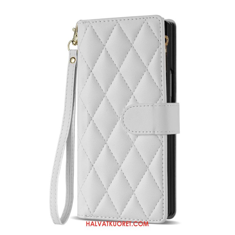 Nahkakotelo Samsung Galaxy Z Fold 7 Pehmustettu Olkahihnalla Ja Kaulanauhalla