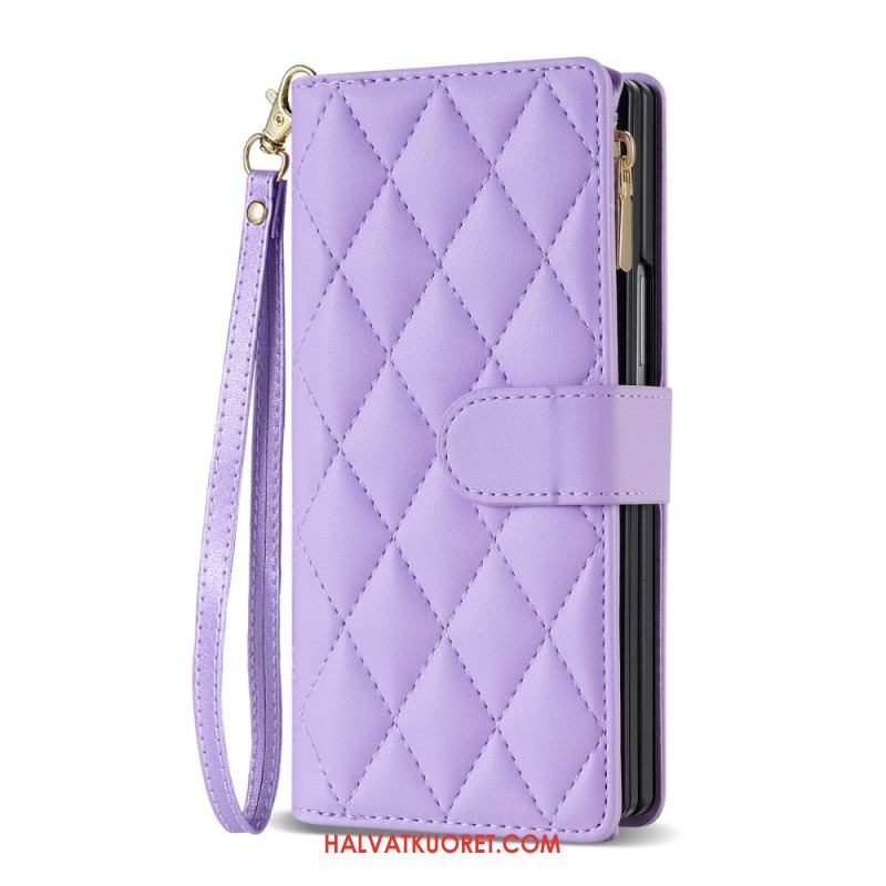 Nahkakotelo Samsung Galaxy Z Fold 7 Pehmustettu Olkahihnalla Ja Kaulanauhalla